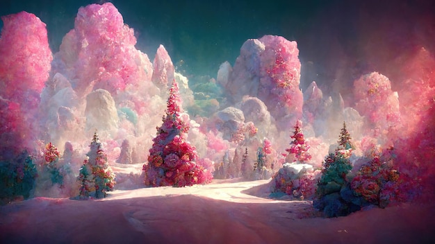 Fairy Christmas forest AI render