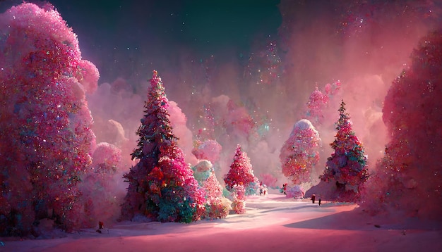 Fairy Christmas forest AI render