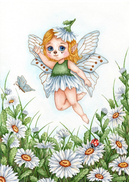 Fairy daisies watercolor