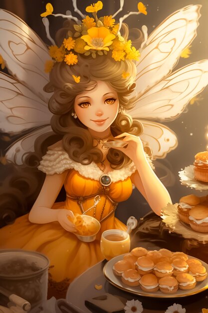 A Fairy Enjoying a Meal