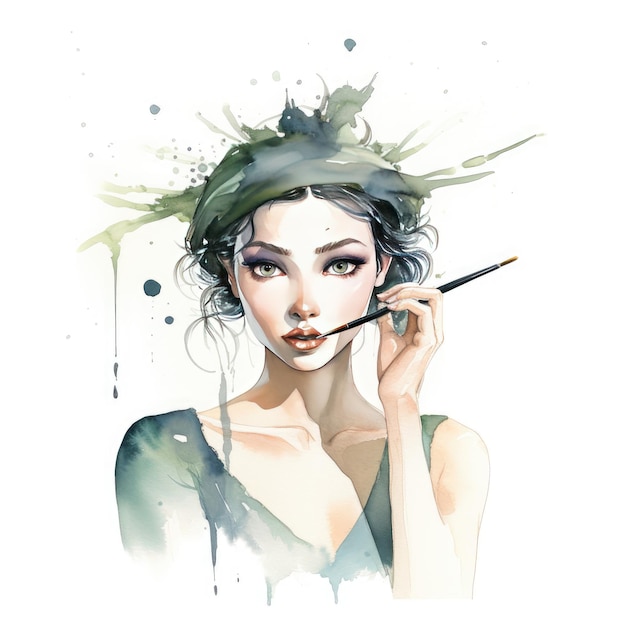 Fairy Femme A Whimsical Watercolor Illustration of Enchanting Eyeliner Application