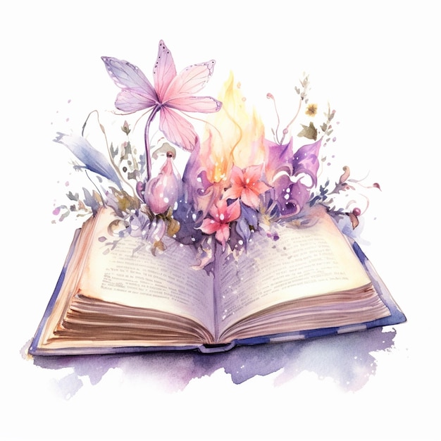 Fairy Flower Boek Aquarel Clipart