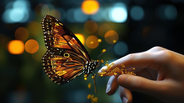 Photo a fairy forest under full moon with 3d butterflies flying around it in the style of luminous color