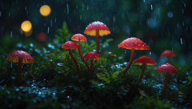 Photo fairy forest in the middle of the night
