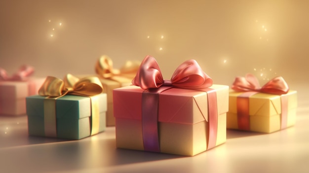 Fairy gift box background Christmas birthday or Valentine present package Generative AI