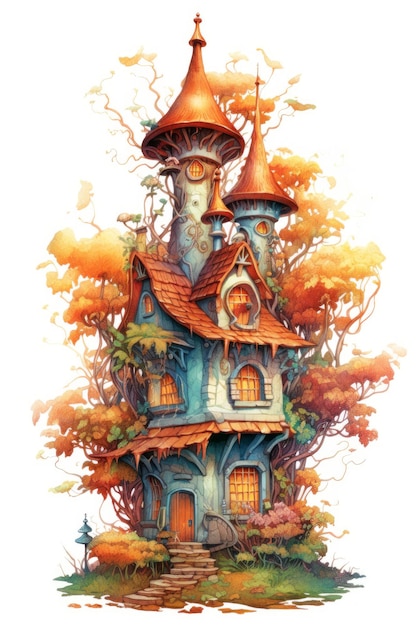 Fairy house isolated white image