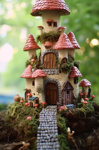 A fairy house with a pathway leading to it generative ai image