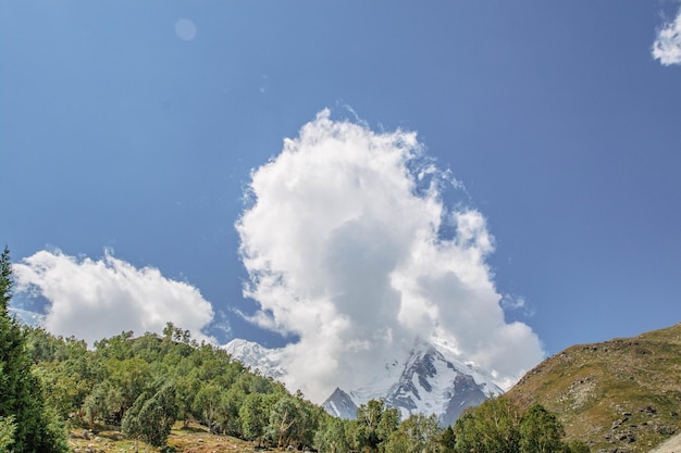 Fairy meadows nanga parbat blue sky clouds beautiful landscape\
mountains view