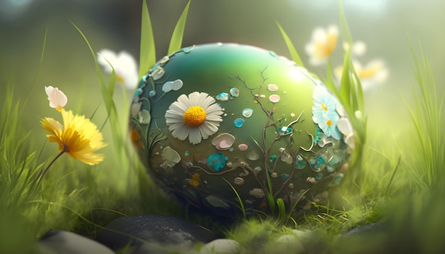 Fairy nests in the shape of eggs with birds for Easter