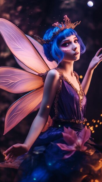 Photo a fairy in a purple dress