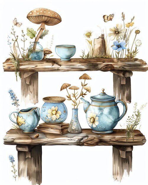 Fairy shelves watercolor