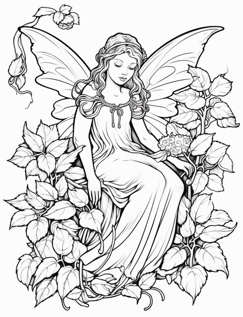 A fairy sitting on a flower with a butterfly in her hand generative ai