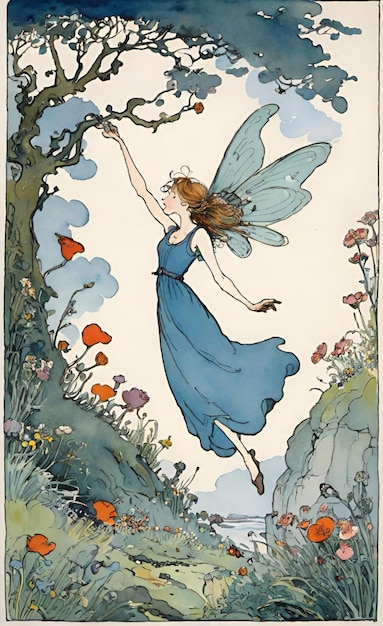 a fairy in the sky with butterflies