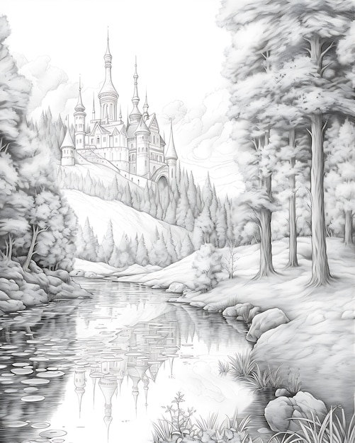 Fairy Style Landscape Pencil Sketch