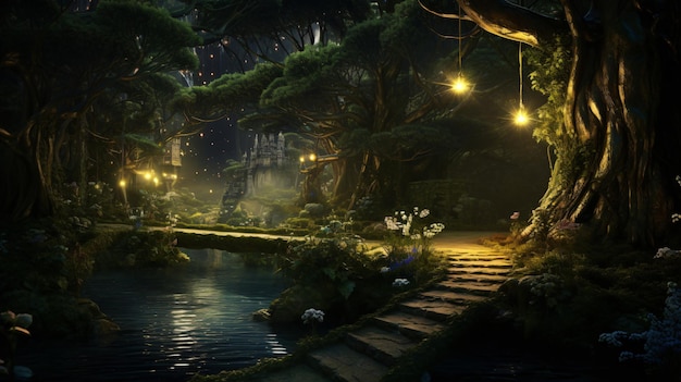 Сказочный лес фантастическая сказка с дорожкой