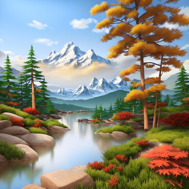 Fairy tale multicolored landscape painting