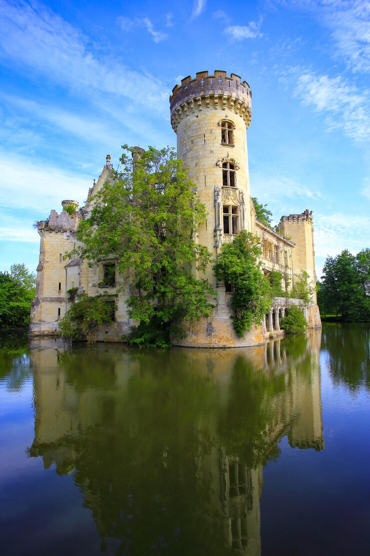 Fairy tale ruin castle in the nouvelle-aquitaine region france europe