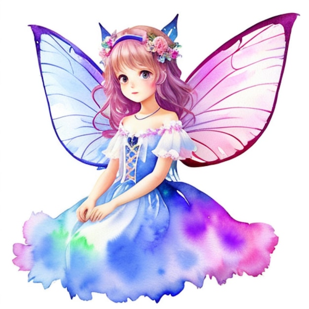 Fairy watercolor clipart cute isolated on white background