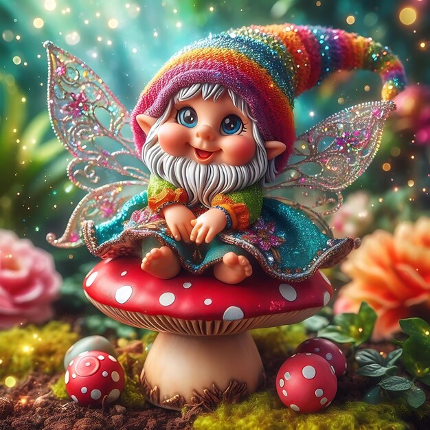 Photo a fairy with a beard and a hat on it