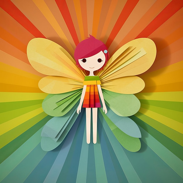 Fairy with wings paper style Generative AI