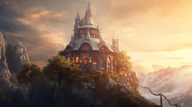 Photo fairytale fantasy castle from children's books