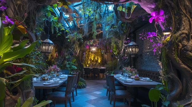 Photo fairytale flora and decoration natural fantasy interior indoors generative ai