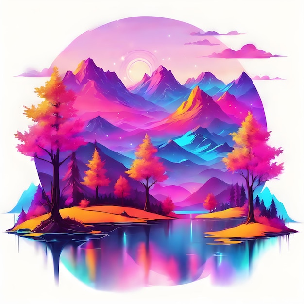 Photo fairytale nature picture created with neon colors