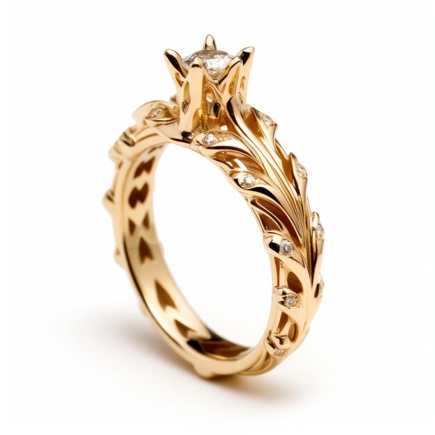 Photo fairytaleinspired yellow gold ring with delicate leaf design