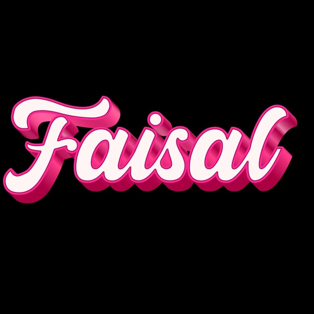 Photo faisal typography 3d design pink black white background photo jpg