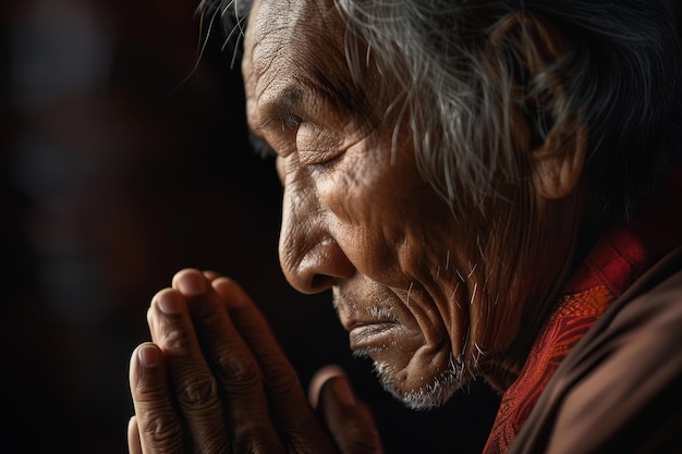a faithful prayer is sitting cross legged and praying