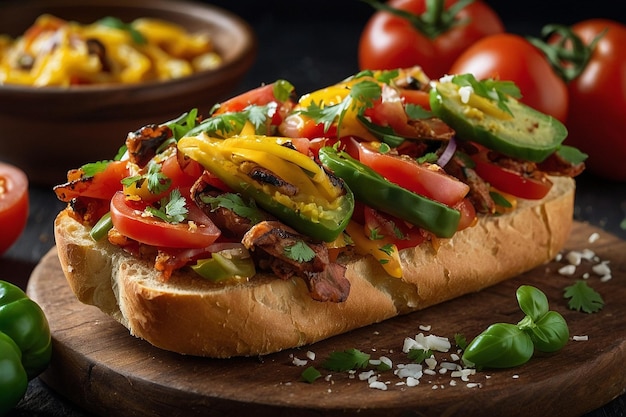 Foto fajita bruschetta su baguette