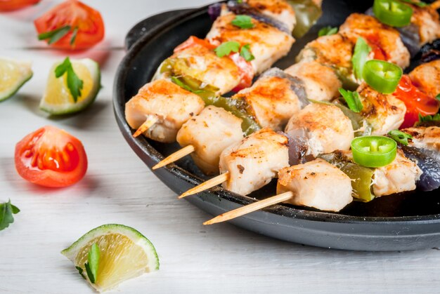 Fajita chicken kebabs