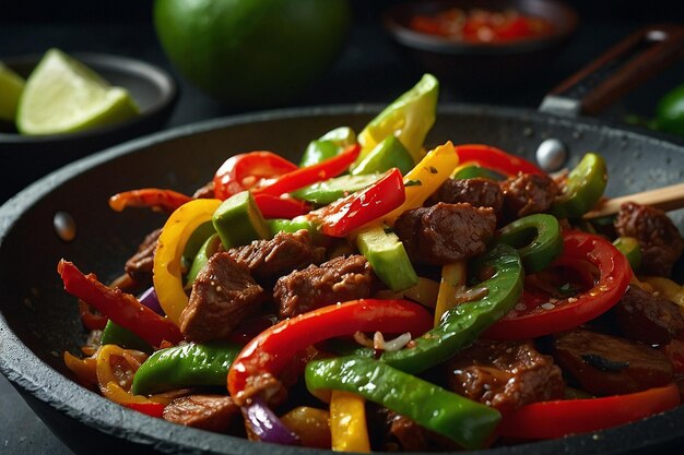 Photo fajita stirfry in wok