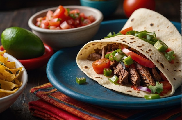 Fajitas served with a side of freshly made pico de