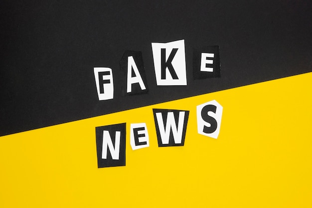 Photo fake news concept in black and yellow