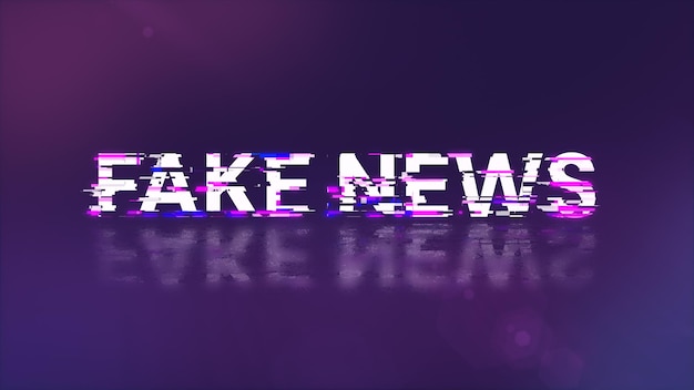 Fake news text with screen effects of technological glitches