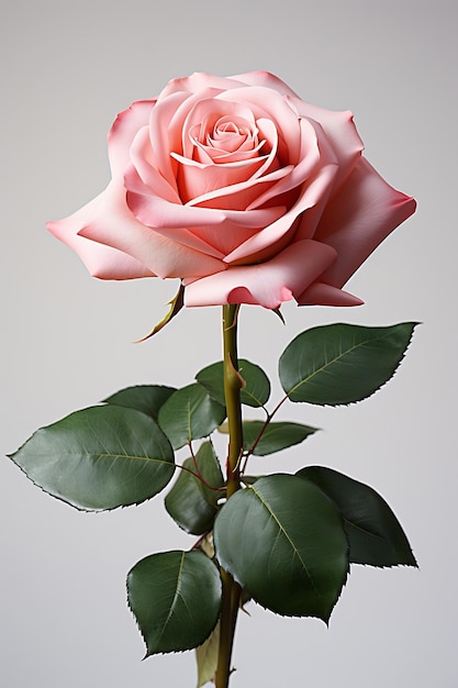 Fake pink rose flower isolated on white background generative ai