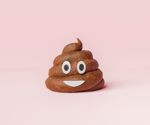 Fake poop pile with emoji face