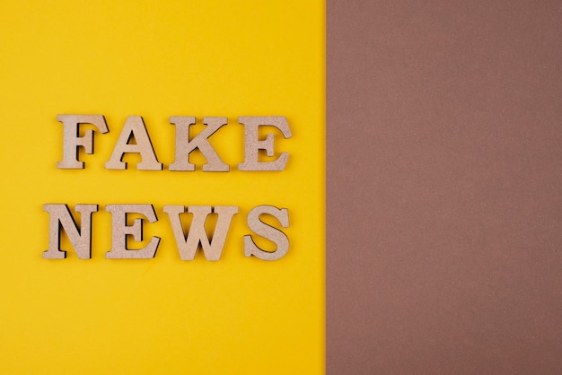 Fake or real news concept above view