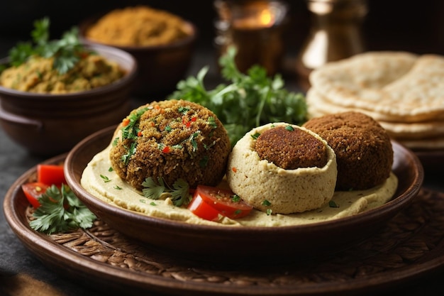 Фалафель хумус и пита ближневосточные или арабские блюда