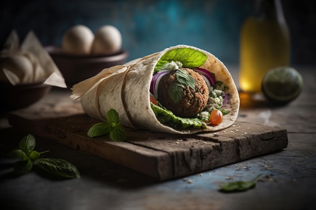 Falafel israeli food Professional food Generative AI illustration