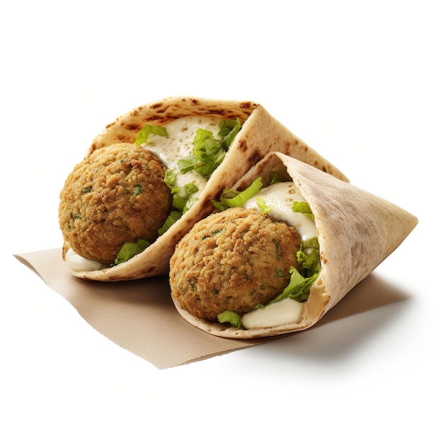 Foto panini falafel pita con salsa tahini