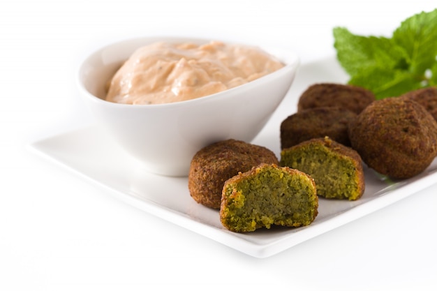 Falafel on a plate isolated on white