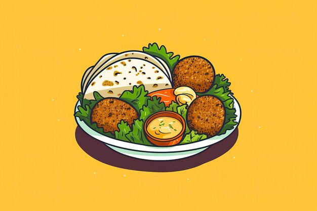 Falafelillustratie Voedselillustratie Generatieve AI