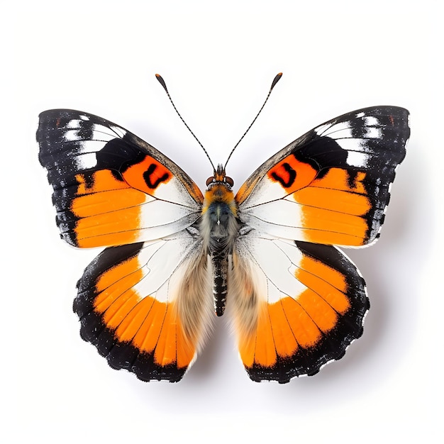 Photo falcate orangetip butterfly showcasing its orange w on white background beauty top view shoot