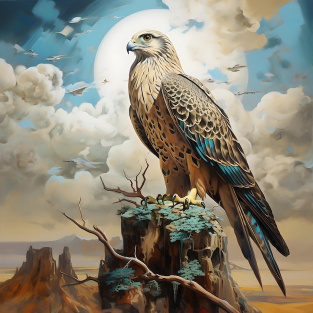 A falcon Arabic painting background illustration