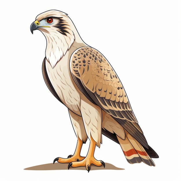 Photo falcon flight a cartooned side view in classic clipart style against a white background