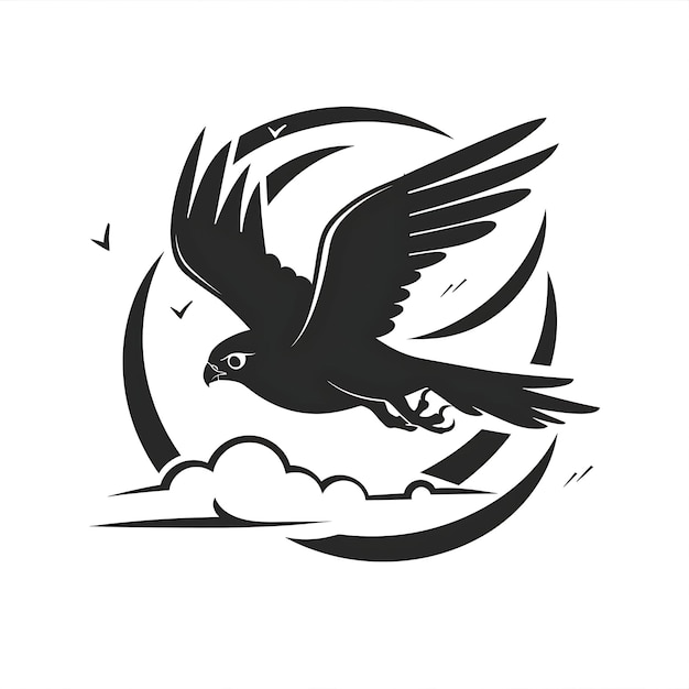 Photo falcon icon sharp silhouette with beak like border swift fal concept idea design simple minimal art