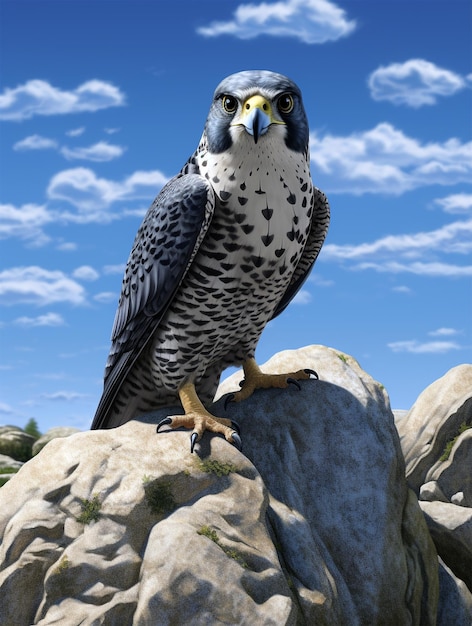 Falcon sitting on a stone generated by ai