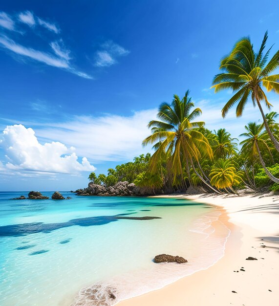 Premium AI Image | Falealupo beach surrounded by the sea and palm trees ...